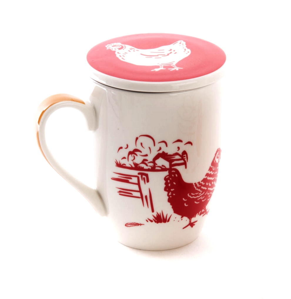 MUG TISANIERE PORCELAINE COLLECTION MAGGIE ROUGE ET BLANCHE 8 X 12 X 12 CM - Image 4