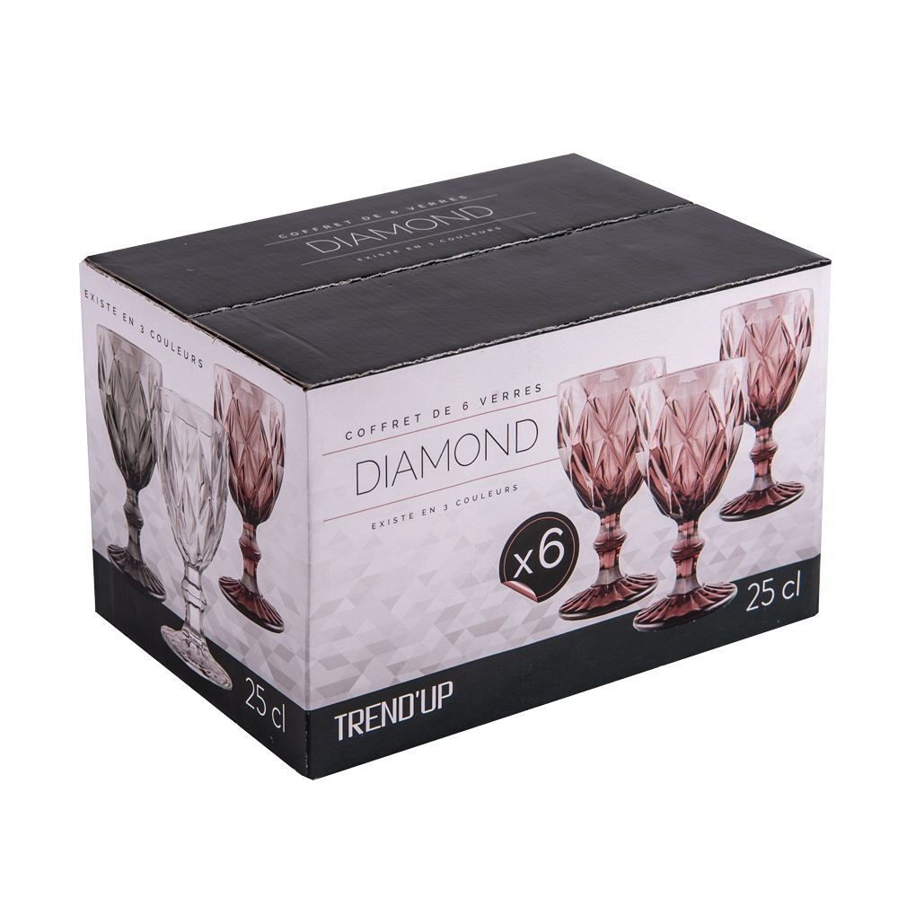 BOITE DE 6 VERRES A PIED 25 CL DIAMOND - Image 4