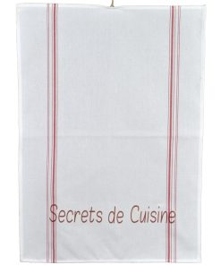 TORCHON SECRET DE CUISINE BLANC ROUGE 50X70 CM